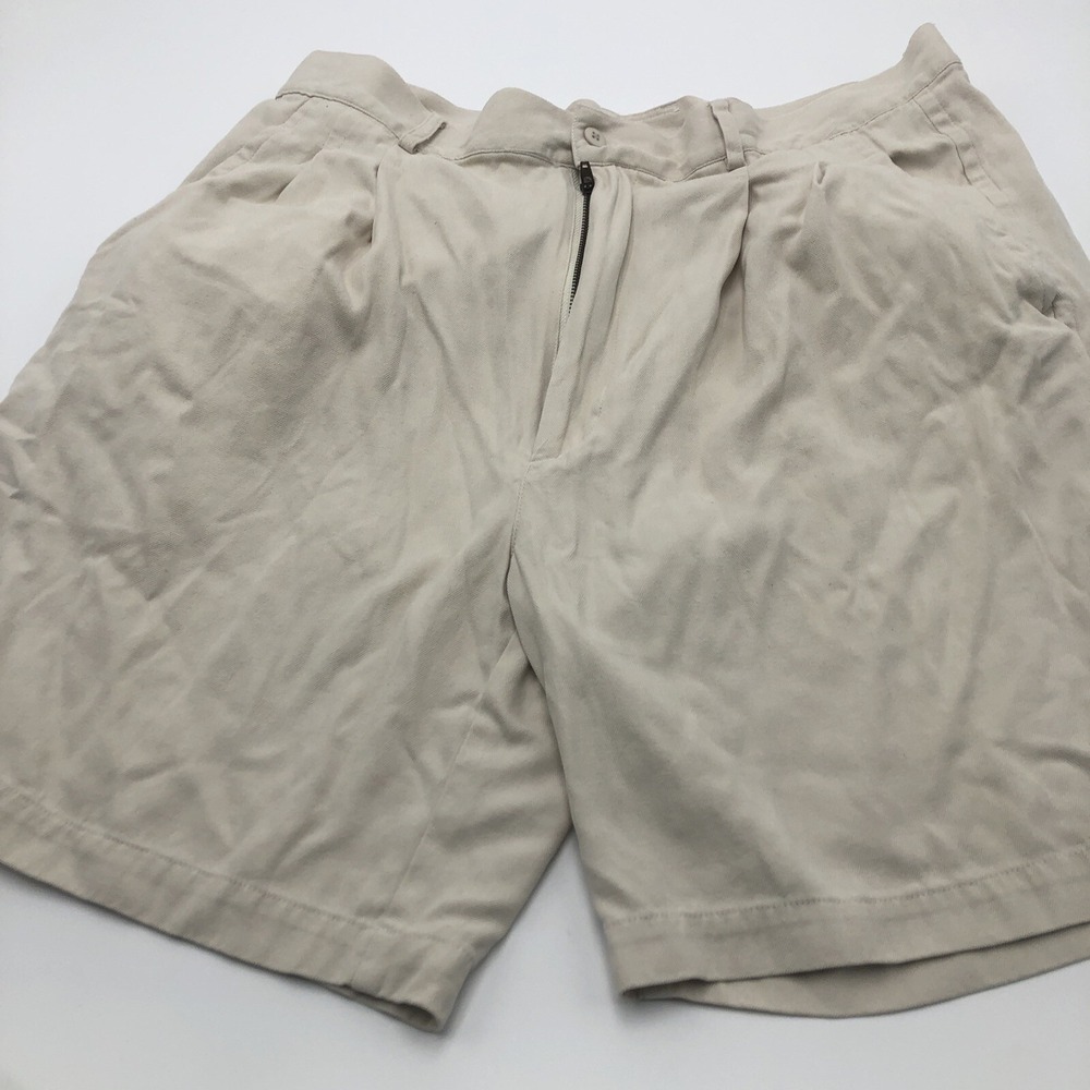 Island‎ Silk Golf Shorts Mens Size 36 Beige Cream Color 100% Silk Pleated Preown